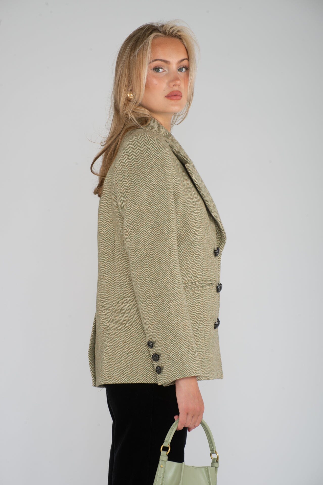 Pia Tjelta Dune Herringbone Green Ytterplagg