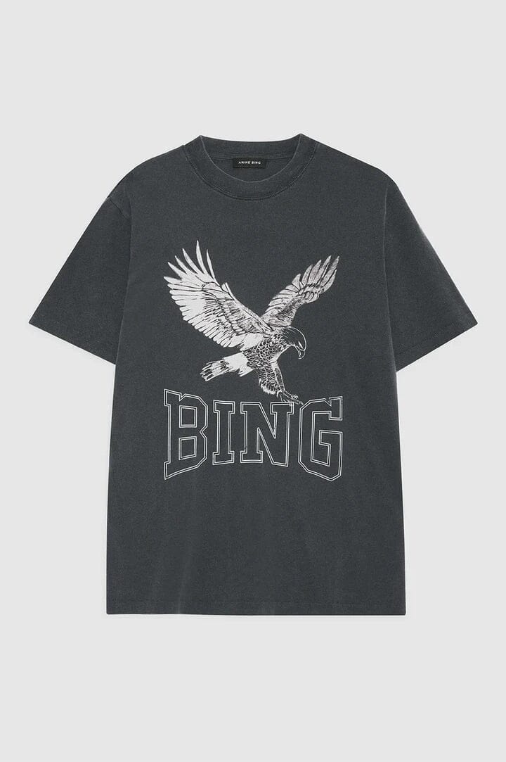 Anine Bing Lili Tee Retro Eagle Washed Black T-shirt