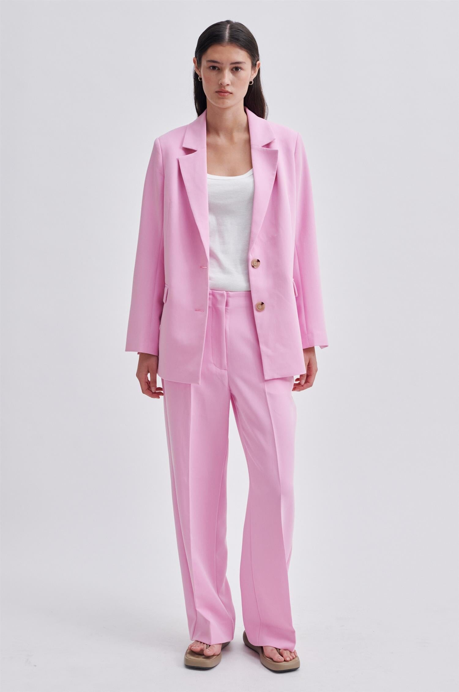 Second Female Evie Classic Trousers Begonia Pink Bukse