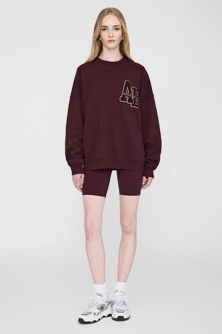 Anine Bing Miles Oversized Sweatshirt Letterman Dark Burgundy Genser