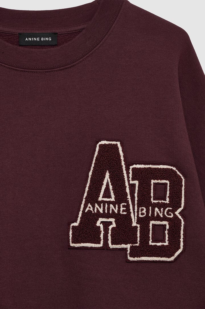 Anine Bing Miles Oversized Sweatshirt Letterman Dark Burgundy Genser