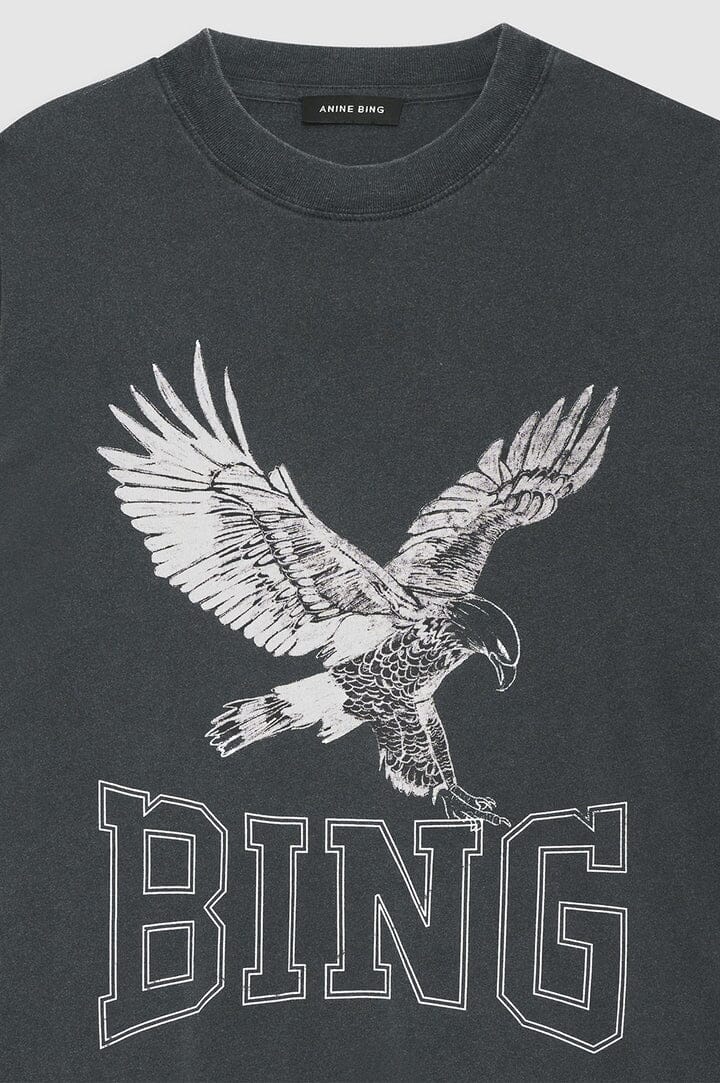 Anine Bing Lili Tee Retro Eagle Washed Black T-shirt